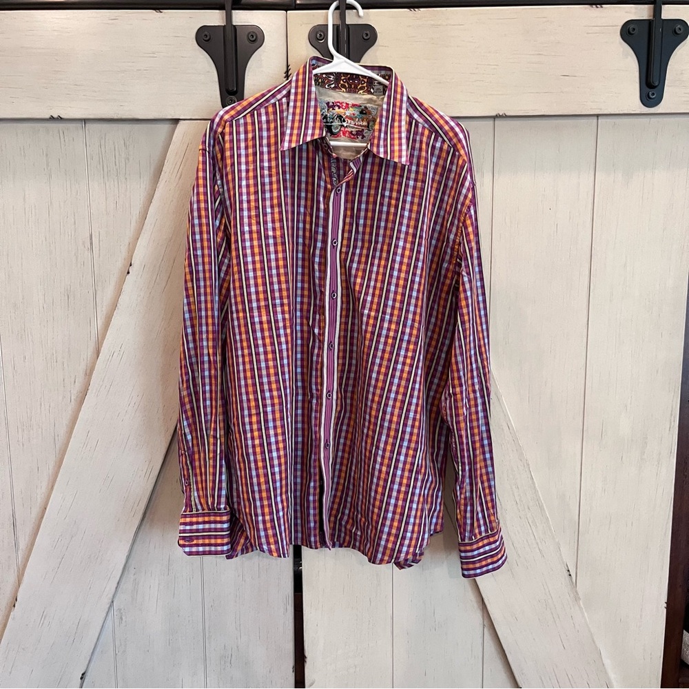 Robert Graham Size 2X Embroidered Flip Cuff Long-Sleeve Button Down Shirt
